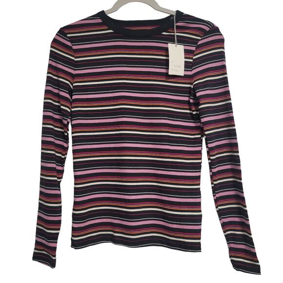 a new day Tops - NWT A New Day "Purple Stripe" Multicolored Stripe Long Sleeve Shirt Size XS